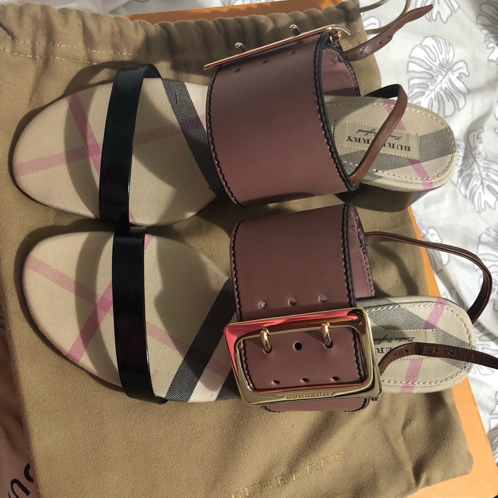Burberry sandals.